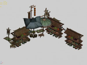 east city-vegetable stall 3D Model