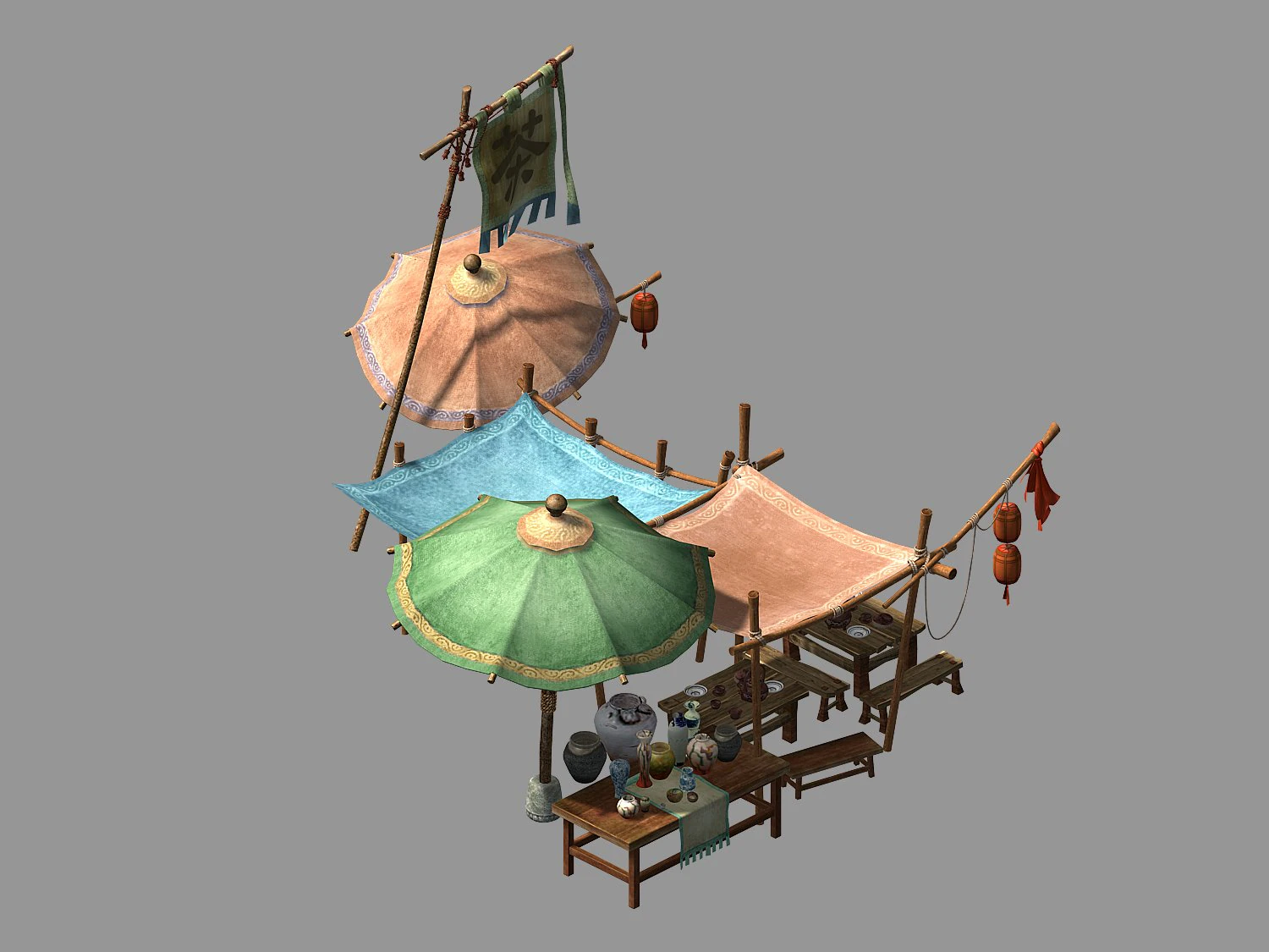 east city-tea shop 3D Model .c4d .max .obj .3ds .fbx .stl .blend