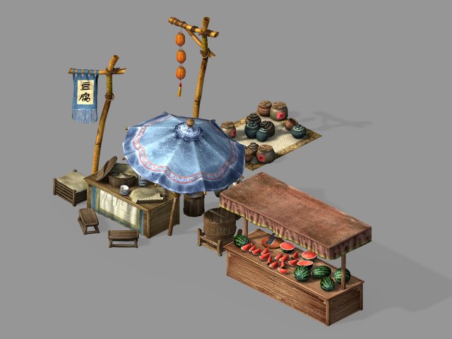 east market-tofu stand Modelo 3D .c4d .max .obj .3ds .fbx .stl .blend 