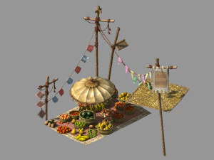 Восточный город-фруктовый ларек 03 3D Модель