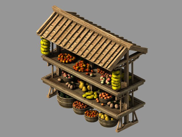 east city-fruit stand 04 3Dモデル .c4d .max .obj .3ds .fbx .stl .blend 