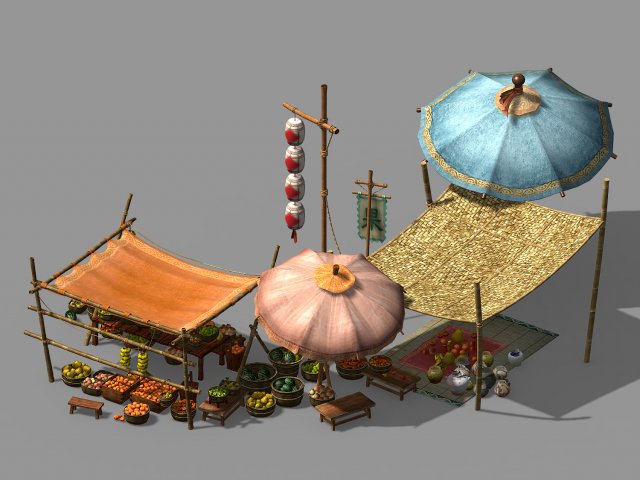 east city-fruit stand 05 3D Modell .c4d .max .obj .3ds .fbx .stl .blend 