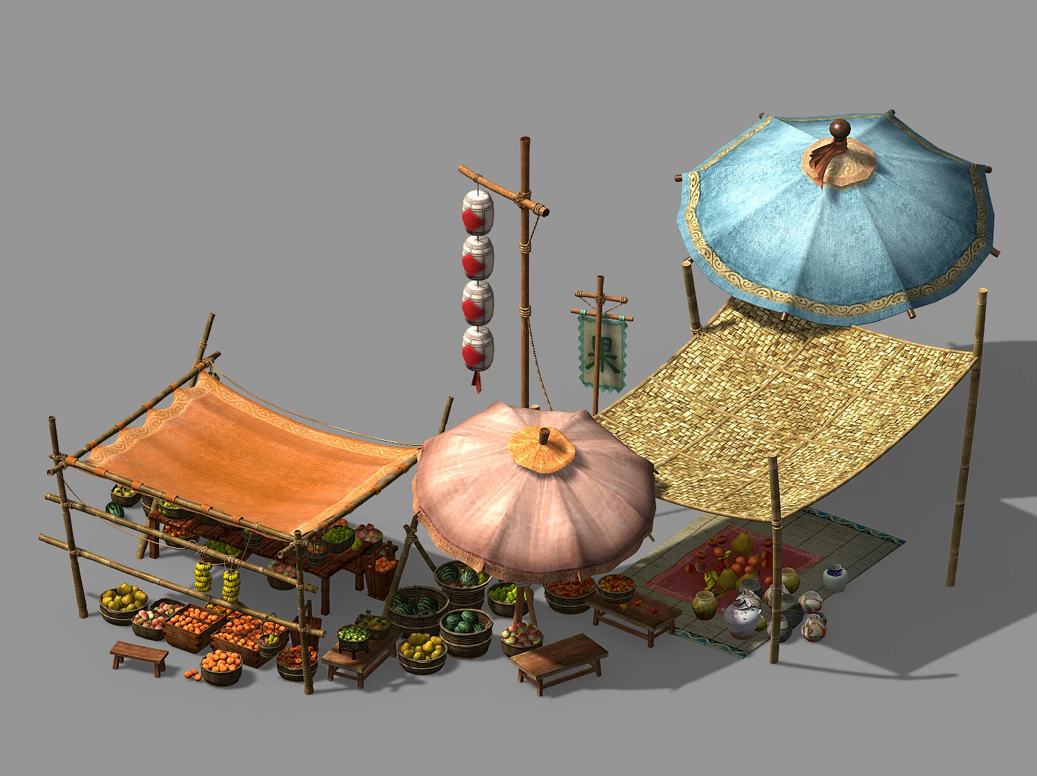 east city-fruit stand 05 3D Model .c4d .max .obj .3ds .fbx .stl .blend