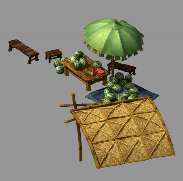 east city-watermelon stand 05 3D Model .c4d .max .obj .3ds .fbx .stl .blend