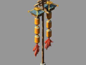 Уличный фонарь на восточной городской сцене 3D Модель