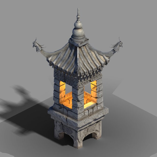 emei school-stone-street light 17 Modelo 3D .c4d .max .obj .3ds .fbx .stl .blend 