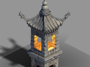 emei school-stone-street light 17 Modelo 3D