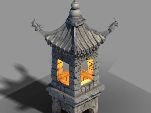 Emei школа-каменный уличный фонарь 17 3D Модель