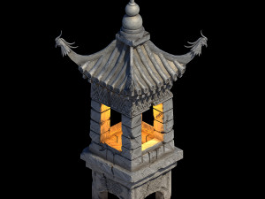 emei school-stone-street light 17 Modelo 3D