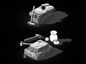 axe-hammer-iron table 03 3D Model