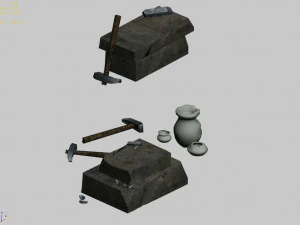 axe-hammer-iron table 03 3D Model