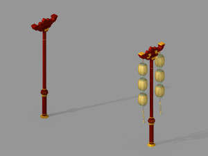 high wood lamp-wood street lamp 12 3D Model
