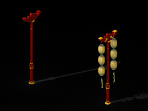 high wood lamp-wood street lamp 12 3D 모델