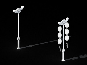 high wood lamp-wood street lamp 12 3D 모델