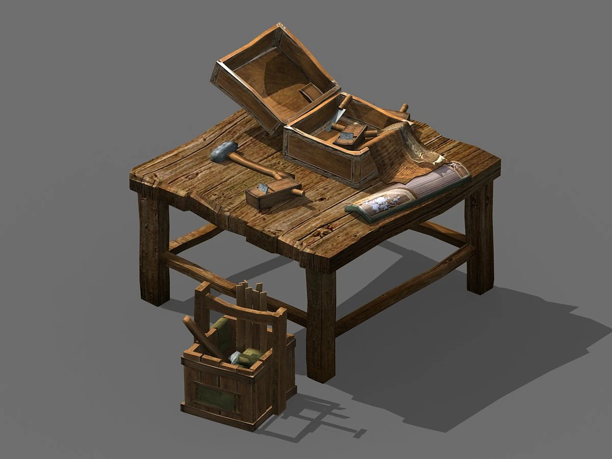 tool table-plane-knife-box of 12 3D Model .c4d .max .obj .3ds .fbx .stl .blend 