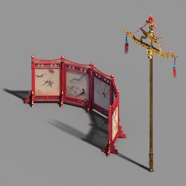 kaifeng city-banner-screen-sundries-lamppost 01 Modelo 3D .c4d .max .obj .3ds .fbx .stl .blend 