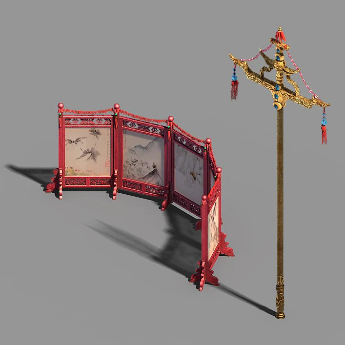 kaifeng city-banner-screen-sundries-lamppost 01 3D Model .c4d .max .obj .3ds .fbx .stl .blend 