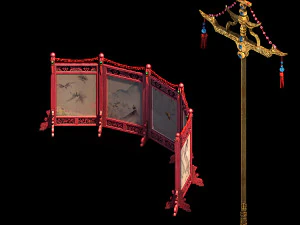 kaifeng city-banner-screen-sundries-lamppost 01 3D Model