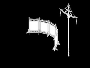 kaifeng city-banner-screen-sundries-lamppost 01 3D Model