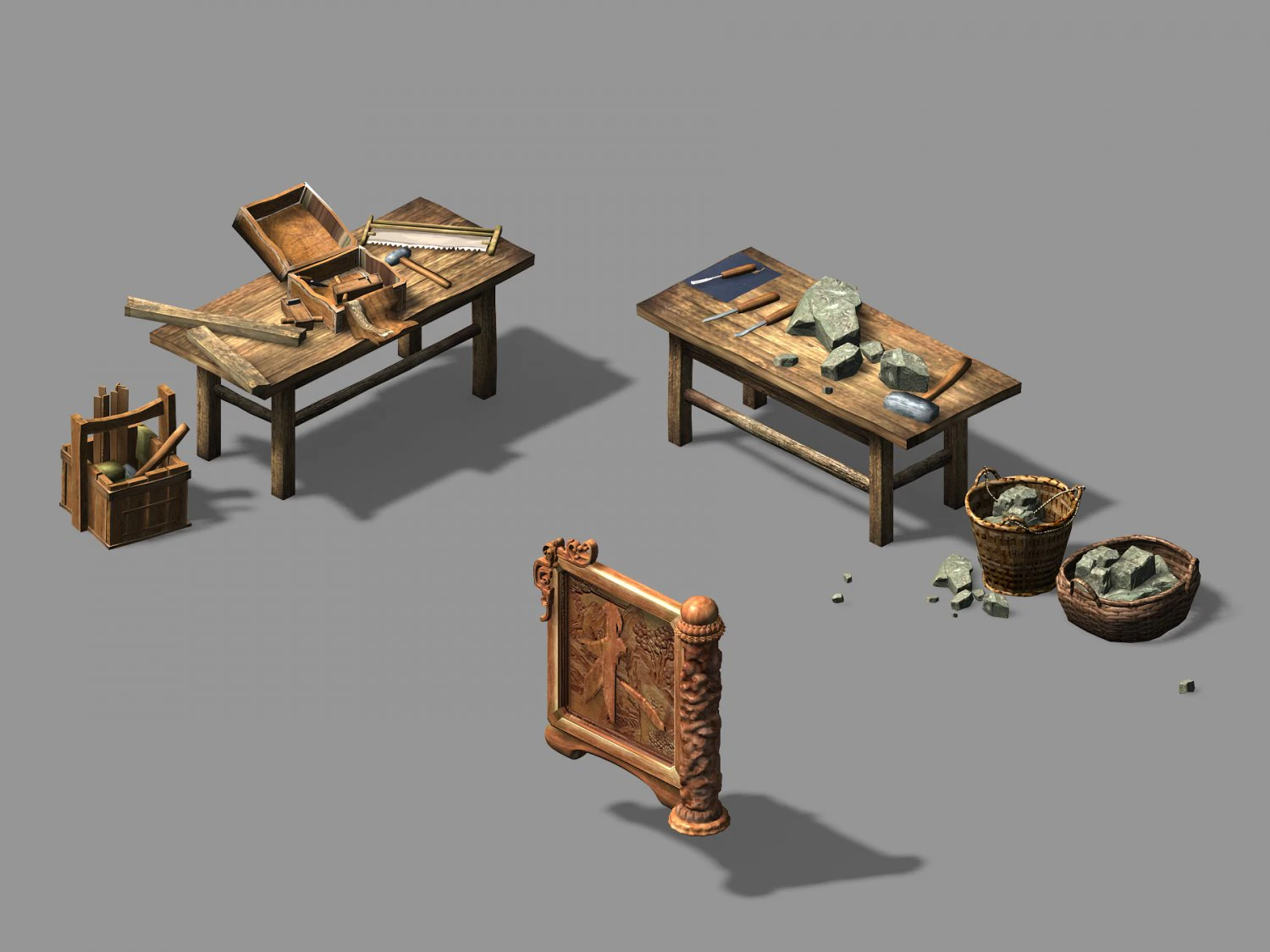 woodcarving-carpentry-stonemason-table 3D Model .c4d .max .obj .3ds .fbx .stl .blend