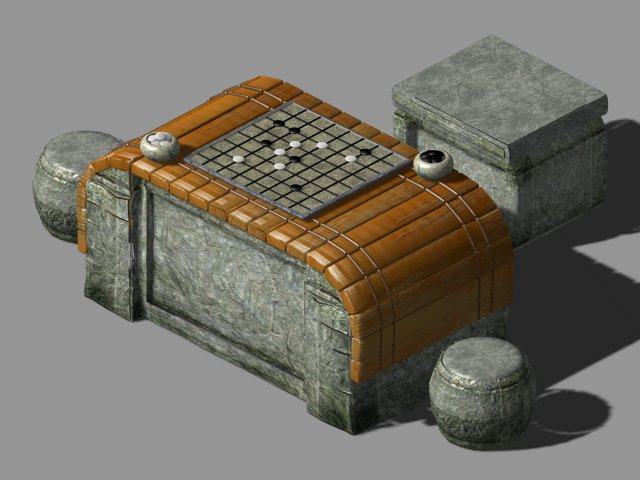 qin qiong mansion-chess table Modèle 3D .c4d .max .obj .3ds .fbx .stl .blend 
