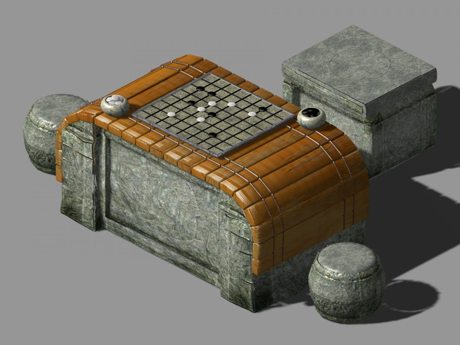 qin qiong mansion-chess table 3D Model .c4d .max .obj .3ds .fbx .stl .blend