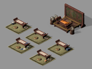 qin qiong mansion-desk 3D Model