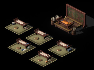 qin qiong mansion-desk 3D 모델