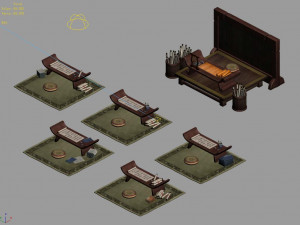 qin qiong mansion-desk 3D 모델