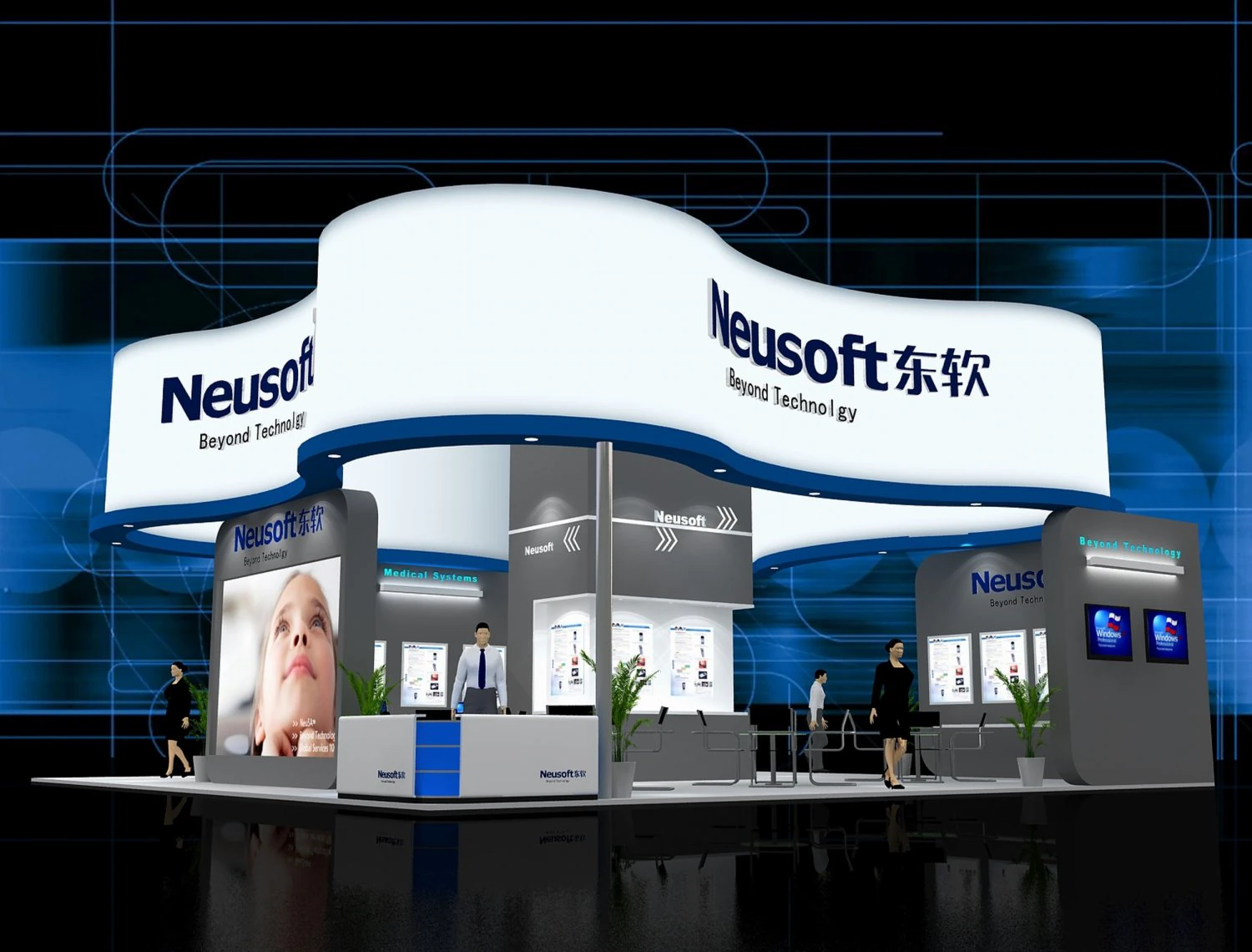 exhibition booth area 9x9 3dmax2009 3D Model .c4d .max .obj .3ds .fbx .stl .blend 