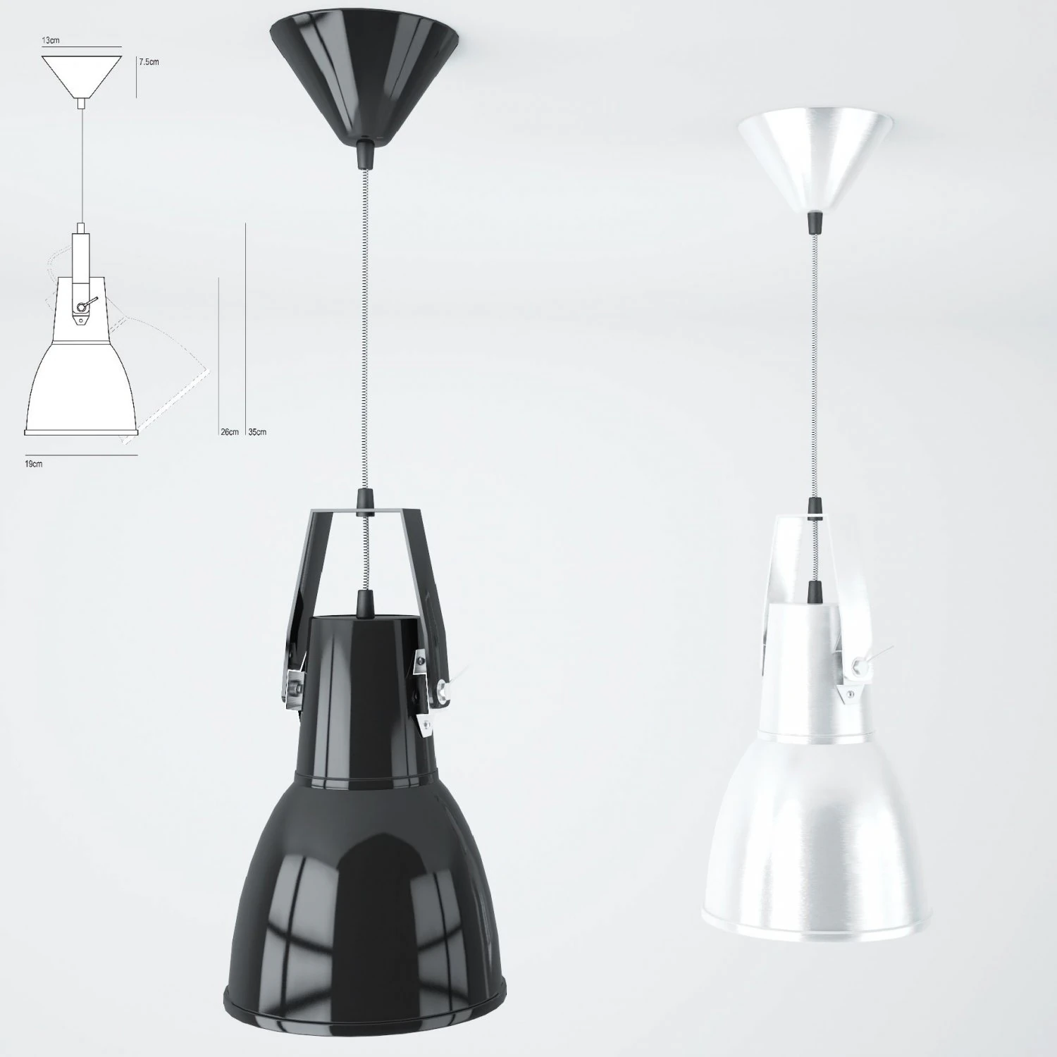 pendant lamp original btc stirrup pendant size 2 3D Model .c4d .max .obj .3ds .fbx .stl .blend 