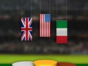 banderas metálicas del podio deportivo Modelo 3D