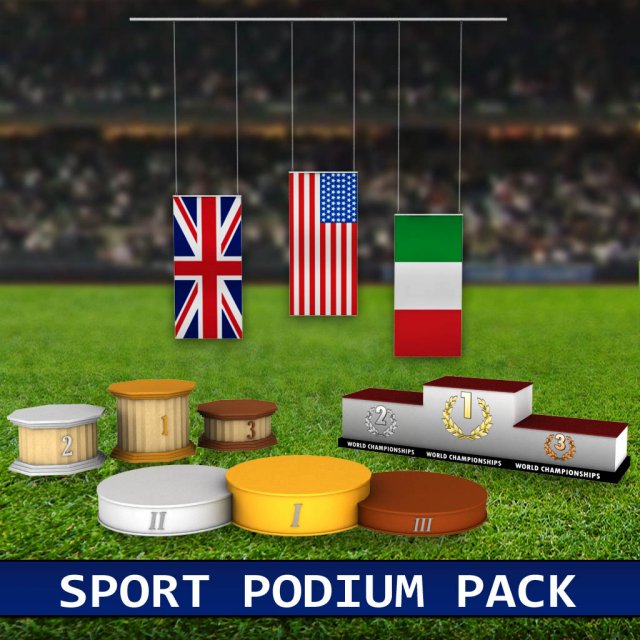 sport podium flag pack 3D Model .c4d .max .obj .3ds .fbx .stl .blend