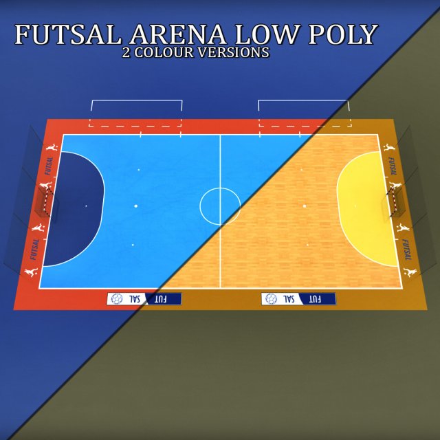 futsal court arena low poly 3D Model .c4d .max .obj .3ds .fbx .stl .blend 