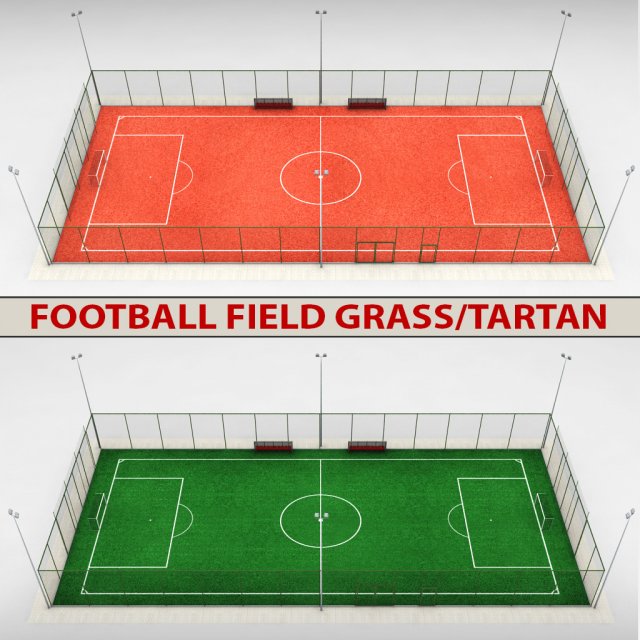 football soccer stadium field 3D Model .c4d .max .obj .3ds .fbx .stl .blend 