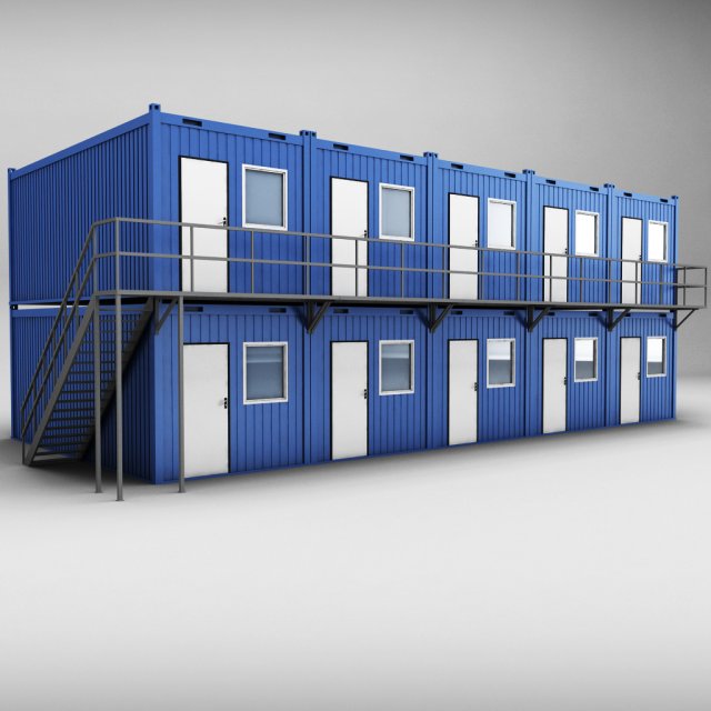 container shipping house double floor Model 3D .c4d .max .obj .3ds .fbx .stl .blend 