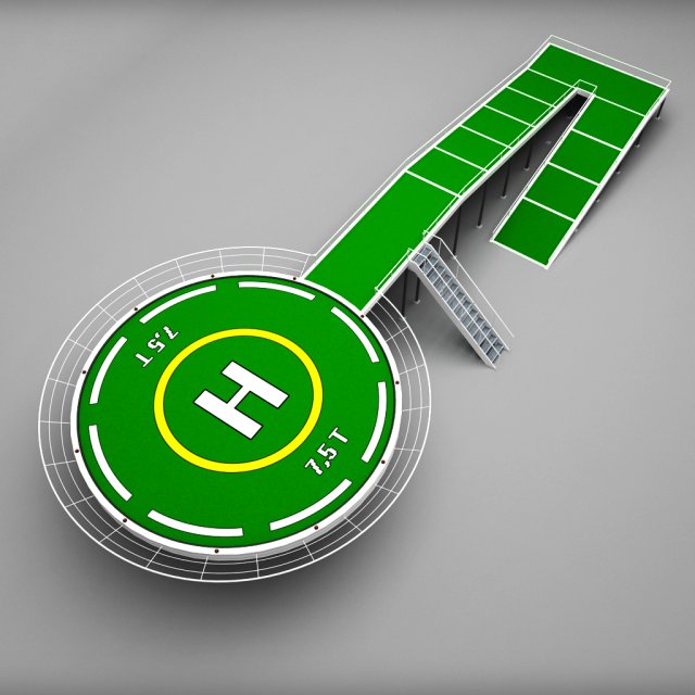 helipad rounded high scaffolding 3D Model .c4d .max .obj .3ds .fbx .stl .blend 