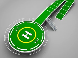 eliporto con impalcature alte e arrotondate Modello 3D