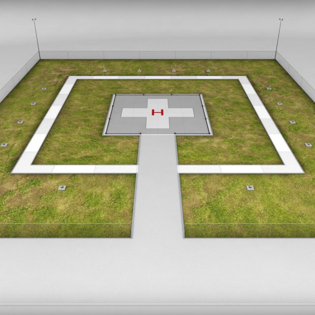 helipad square ground 3D 모델 .c4d .max .obj .3ds .fbx .stl .blend 