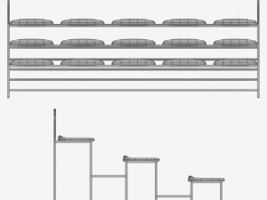 stadium seating tribune small Model 3D