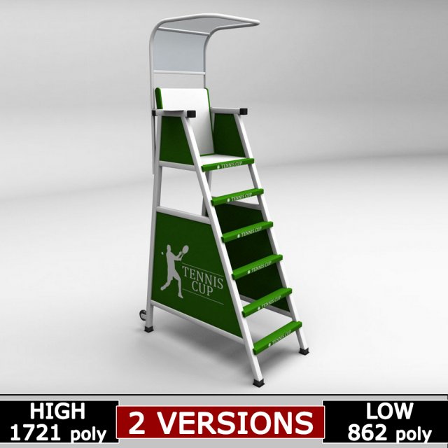 umpire tennis judge chair Modelo 3D .c4d .max .obj .3ds .fbx .stl .blend 