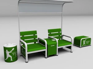panca per campo da tennis Modello 3D