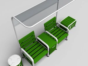 tennis court bench chair 3D Model