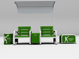 tennis court bench chair 3D Model