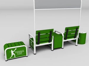 tennis court bench chair 3D Model