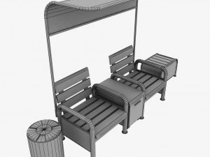 tennis court bench chair 3D Model