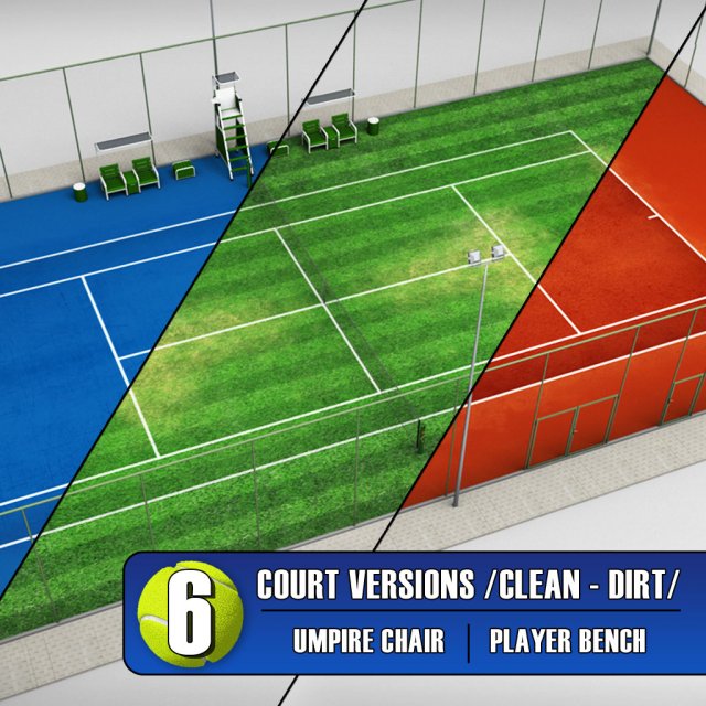 tennis court stadium arena pack Modello 3D .c4d .max .obj .3ds .fbx .stl .blend 