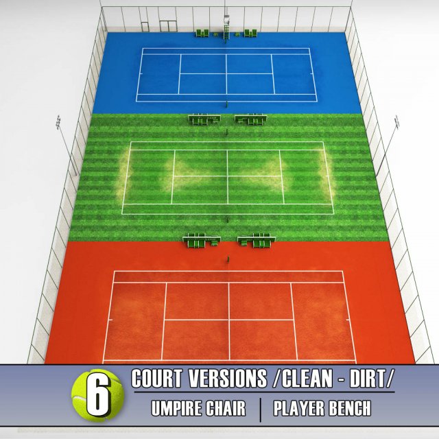 multi tennis court stadium arena pack 3D Model .c4d .max .obj .3ds .fbx .stl .blend