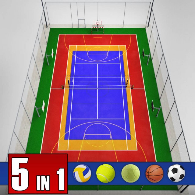 multi sport court centrum pack 3D-Modell .c4d .max .obj .3ds .fbx .stl .blend 