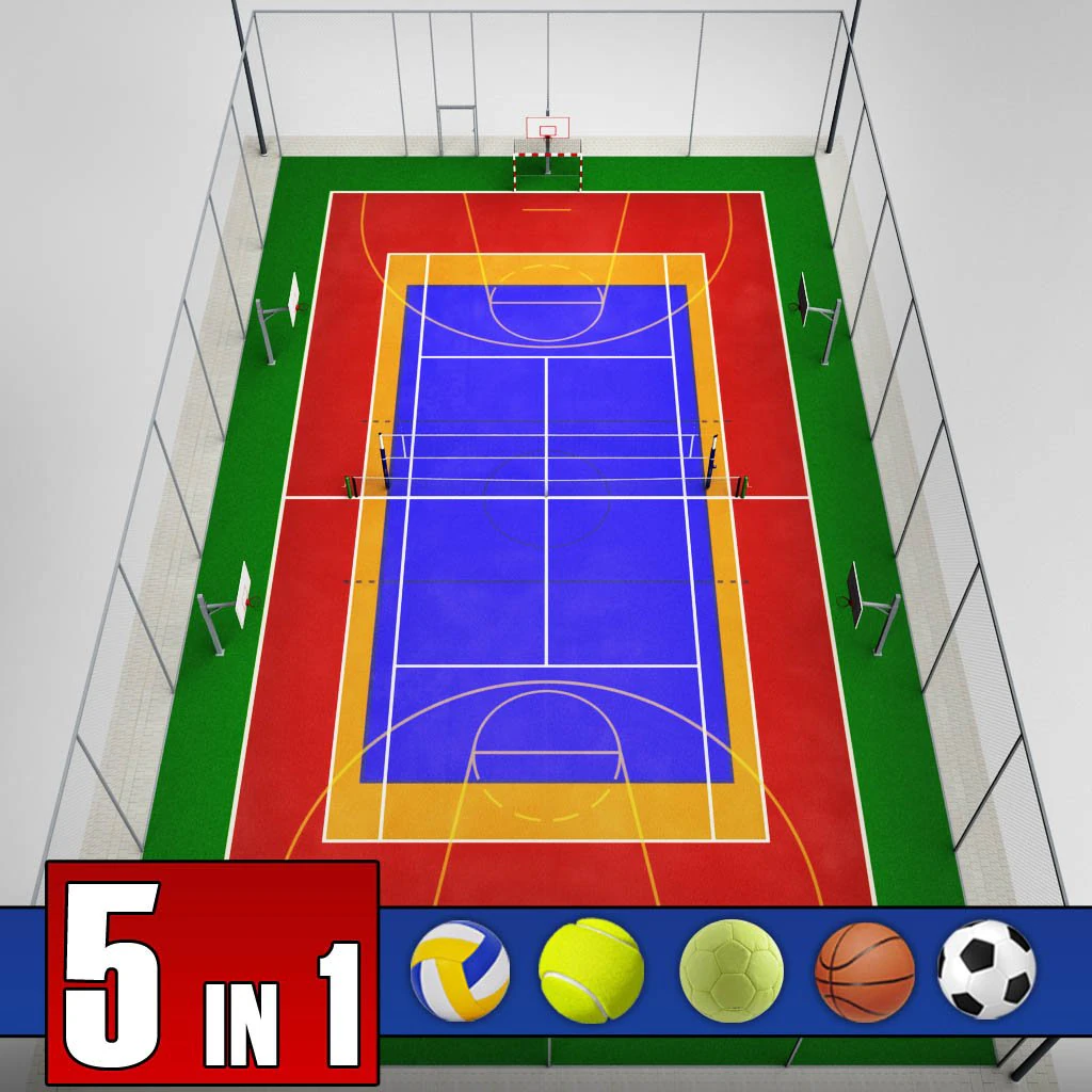 multi sport court centrum pack 3D Model .c4d .max .obj .3ds .fbx .stl .blend 